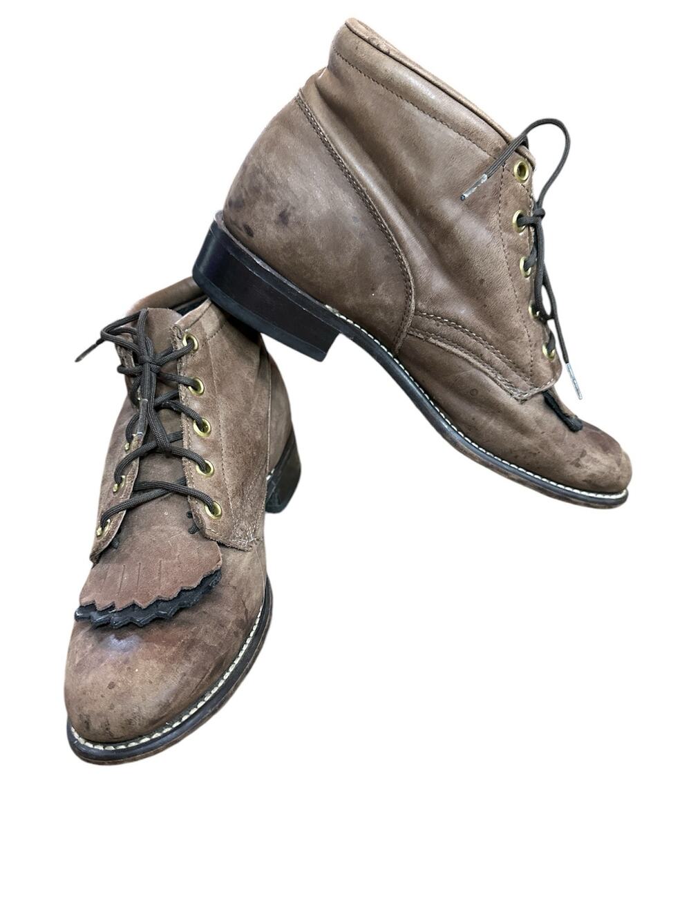 Vintage Women’s Laredo Brown Lace Up Kiltie Western Ankle Booties Size 7.5